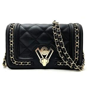 Valentino Orlandi Black Quilted Crossbody with Gold Chain NWT